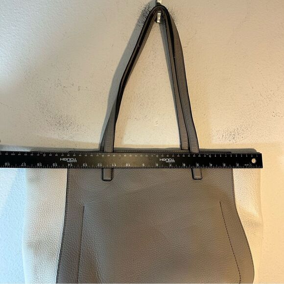 Gemma Large Tri-Color Pebbled Leather Tote black white grey laptop purse bag - Picture 6 of 16